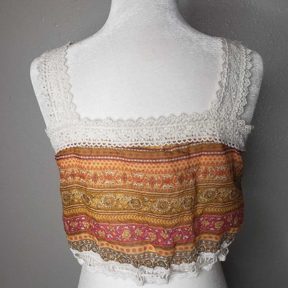 Millau Orange star crochet crop festival boho tank top size small - Picture 5 of 13